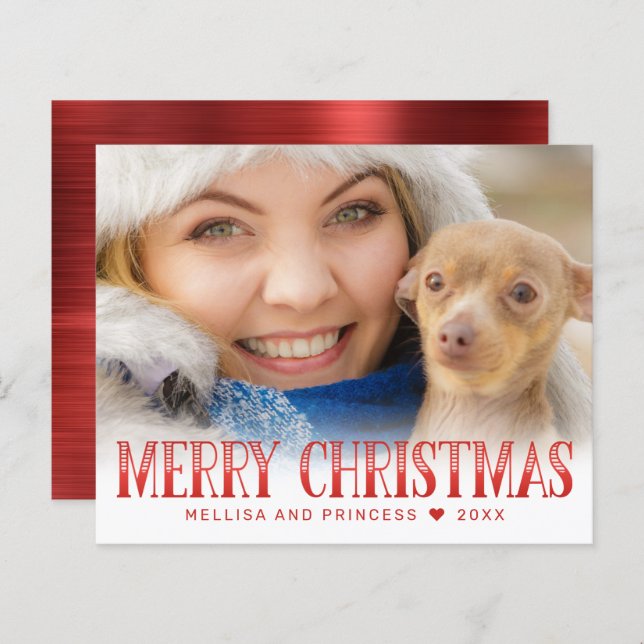 Budget Frohe Weihnachten Rote Schrift Foto Urlaub (Vorne/Hinten)