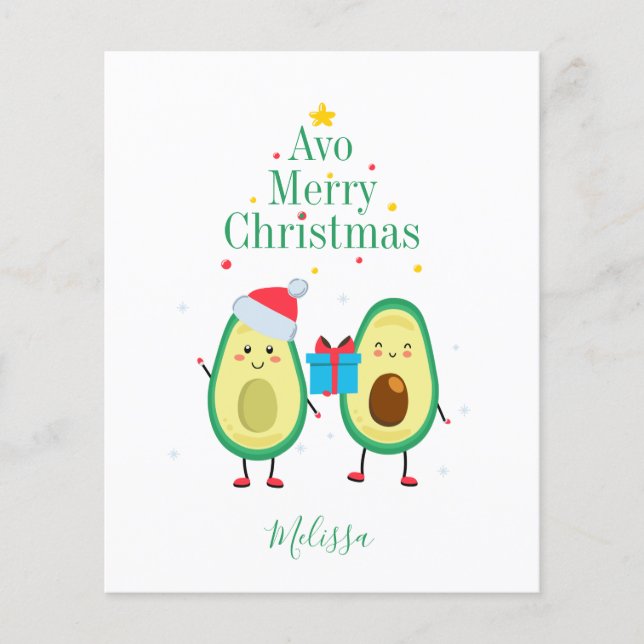 Budget Frohe Weihnachts Avocado Illustration Custo Flyer (Vorne)