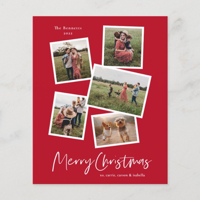 Budget Frohe Weihnachts Foto Collage Urlaubskarte (Vorderseite)