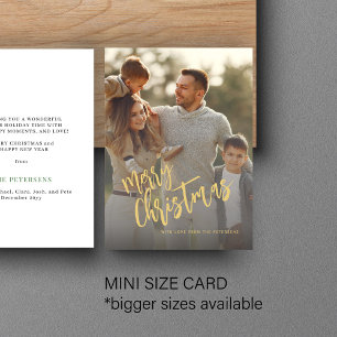 Budget Frohe Weihnachts-Gold-Drehbuch Foto Holiday Mitteilungskarte