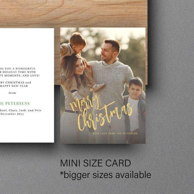 Budget Frohe Weihnachts-Gold-Drehbuch Foto Holiday Mitteilungskarte (Von Creator hochgeladen)