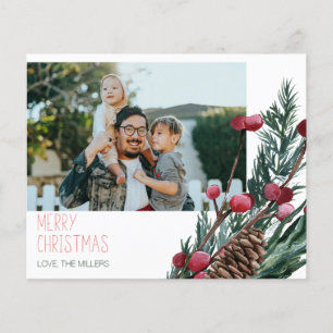 Budget Frohe Weihnachtsberries & Pine Foto Flyer