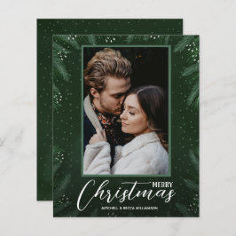 Budget Frohe Weihnachtsgrün Foto Urlaubskarte