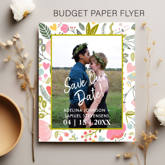 Budget Frühling Hochzeit chic florale Foto rett Da Flyer (Von Creator hochgeladen)