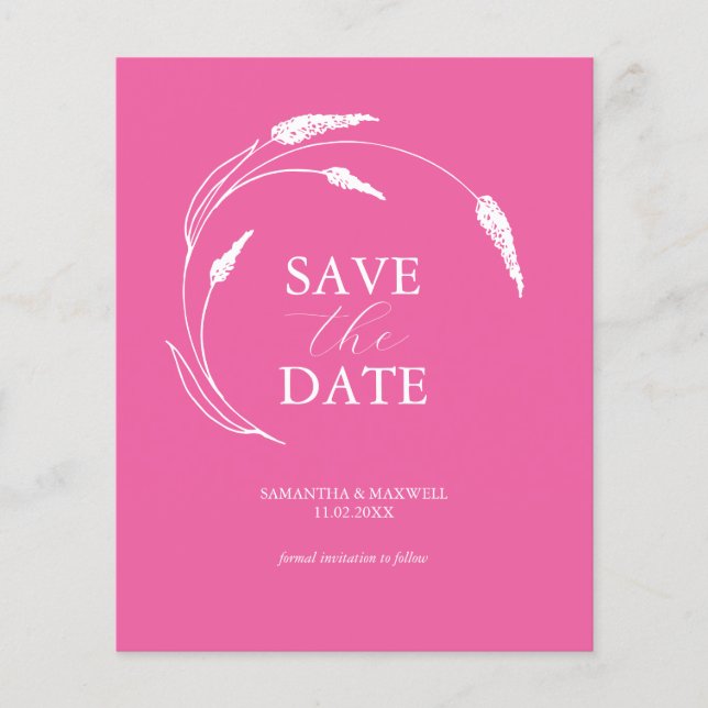Budget Fuchsia Wedding rettet das Datum Flyer (Vorne)