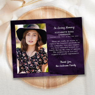 Budget Funeral Memorial Photo Thank You Purple