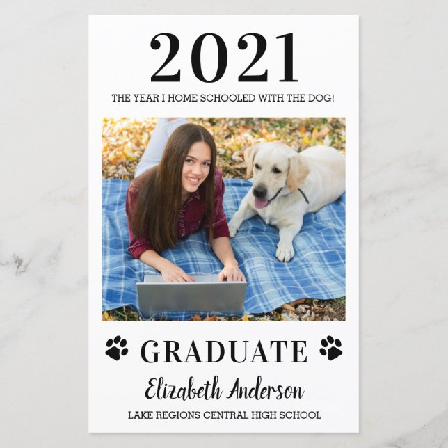 Budget Funny Foto Zuhause School Dog Abschluss (Vorderseite)
