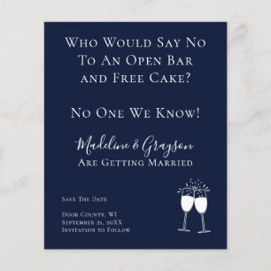 BUDGET Funny Open Bar Free Cake Save the Date