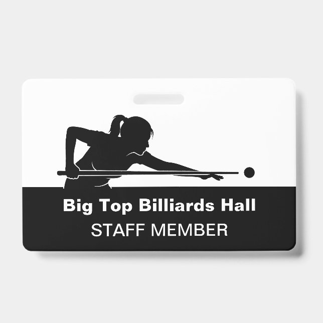 Budget für Billard-Poolhall- und Event-Mitarbeiter Ausweis (Vorderseite)