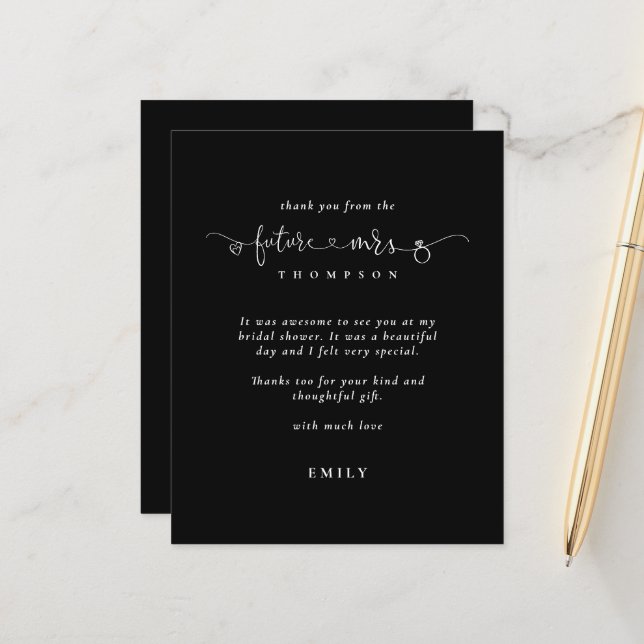 Budget Future Frau Brautparty Black Danke (Vorderseite/Rückseite Beispiel)