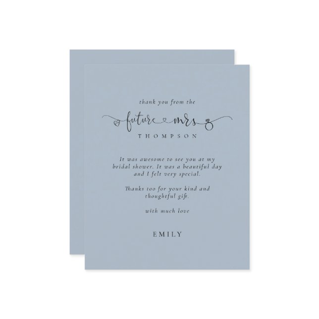 Budget Future Frau Brautparty Dusty Blue Danke (Vorderseite/Rückseite Beispiel)