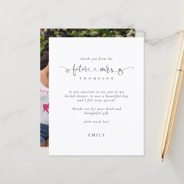 Budget Future Frau Foto Brautparty Danke (Vorderseite/Rückseite Beispiel)