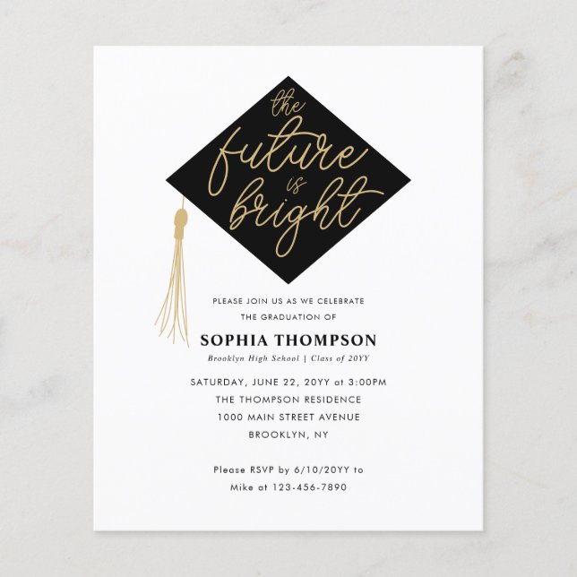 Budget Future ist Bright Grad Cap Graduation Party (Vorderseite)