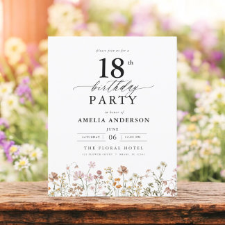 Budget Garden Floral 18. Geburtstag Einladung