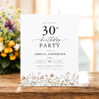 Budget Garden Floral 30. Geburtstag Einladung