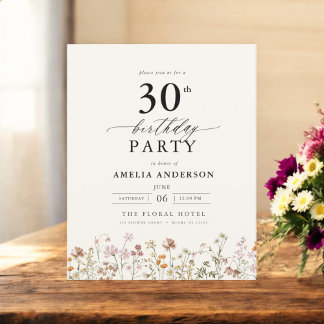 Budget Garden Floral 30. Geburtstag Einladung