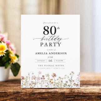 Budget Garden Floral 80. Geburtstag Einladung