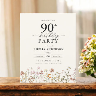 Budget Garden Floral 90. Geburtstag Einladung