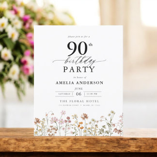 Budget Garden Floral 90. Geburtstag Einladung
