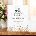 Budget Garden Wildblume 40. Geburtstag Einladung Flyer<br><div class="desc">Feiern Sie stilvoll mit einer Blumenkalligraphie aus dem 40. Jahrhundert, perfekt für einen Meilenstein-Event. Mit lebendigen Blumenmotiven und eleganter Kalligraphie Set diese Einladung einen skurrilen und dennoch raffinierten Ton für Ihre Feier. Das üppige Gartenthema verbindet natürliche Schönheit mit anmutiger Typografie und schafft einen zeitlosen und einladenden Look. Ideal für Ansammlungen...</div>