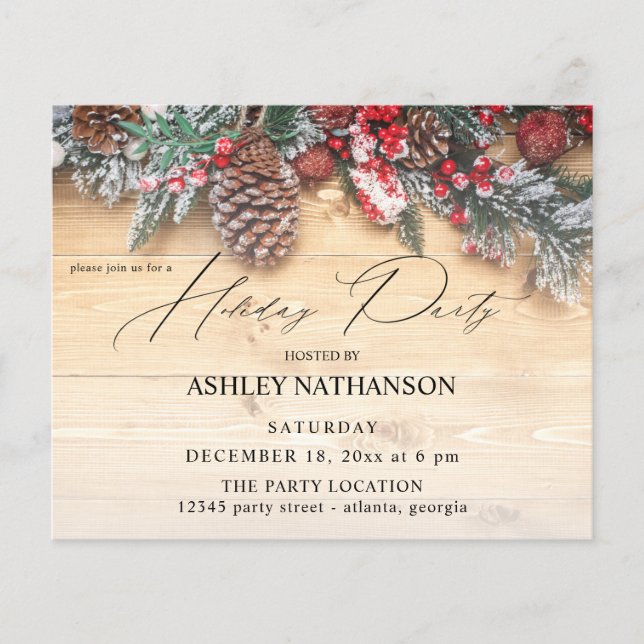 Budget Garland & Berries Rustikale Feier Flyer (Vorne)