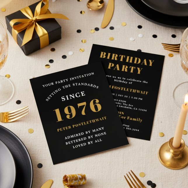 Budget Geburtstag Einladung Black and Gold Flyer (Budget black and gold birthday invitation)