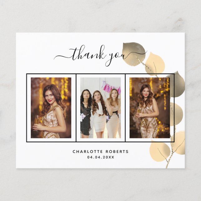 Budget Geburtstag Eukalyptus Foto Dank Karte (Vorderseite)