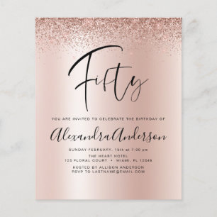 Budget Geburtstag Glitzer Rose Gold Flyer