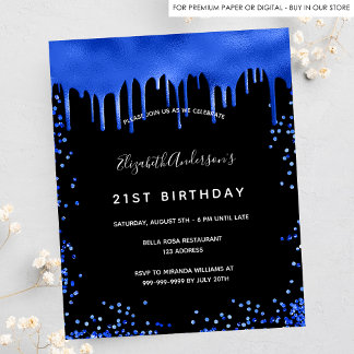 Budget Geburtstag schwarz königsblau Einladung