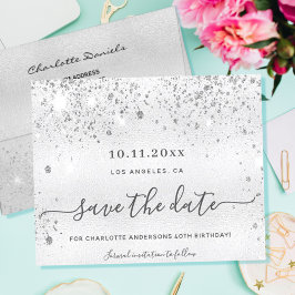 Budget Geburtstag Silber Glitzer Save the Date