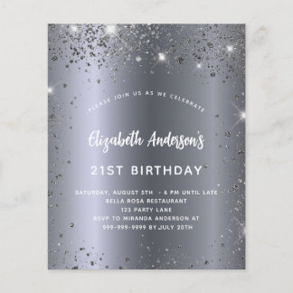 Budget Geburtstag Silberne Glitzer Einladung