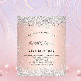 Budget Geburtstag Silberne Rose Goldeinladung