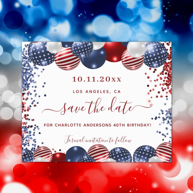 Budget Geburtstag USA rot blau Save the Date (Von Creator hochgeladen)