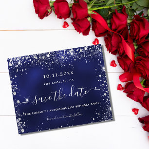 Budget Geburtstagsfeier blau silber rett Datum