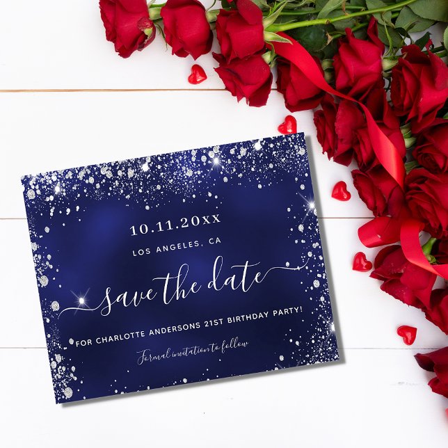 Budget Geburtstagsfeier blau silber rett Datum (Von Creator hochgeladen)