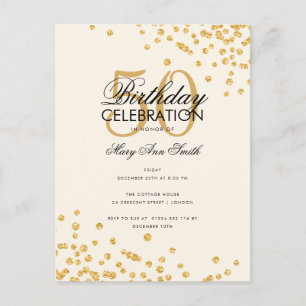 Budget Geburtstagspartei Glitzer Confetti Gold Ein Postkarte