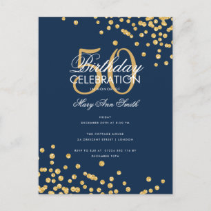 Budget Geburtstagspartei Glitzer Confetti Gold Nav Postkarte