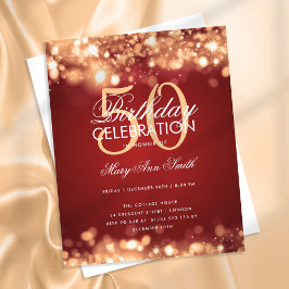 Budget Geburtstagsparty Elegante Gold Red Glam Lig Flyer