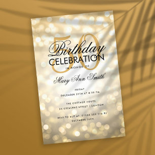 Budget Geburtstagsparty Elegante Gold Sparkle Ligh Flyer