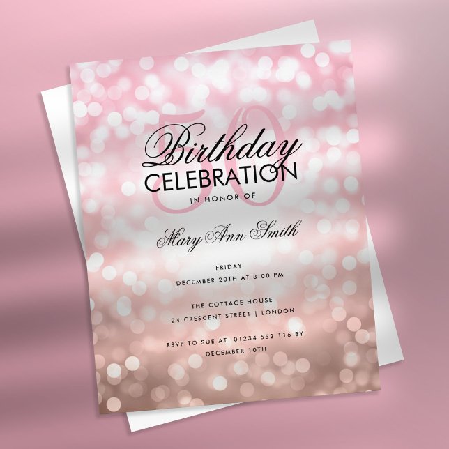 Budget Geburtstagsparty Rose Gold Sparkbeleuchtung Flyer (Von Creator hochgeladen)
