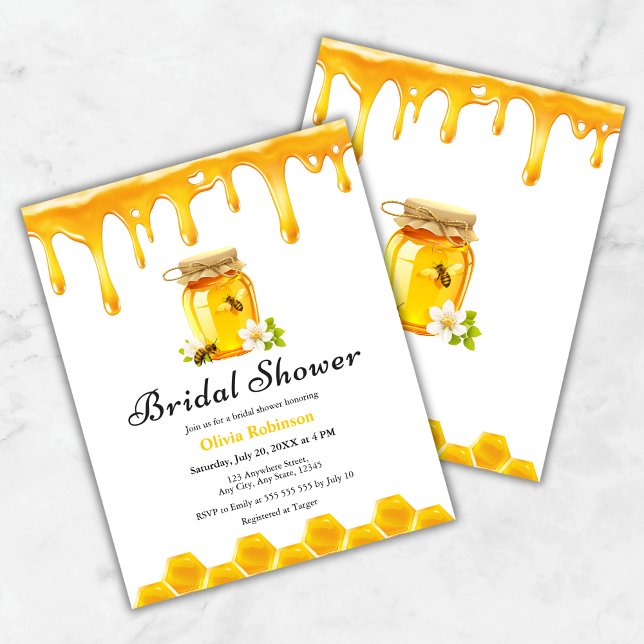 Budget Gelbe Honey Bee Bridal Dusche Einladung (Budget Yellow Floral Honey Bee Bridal Shower Invitation  )