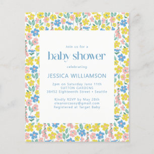 Budget Gelbes Ditsy Blumen Baby Shower Einladung