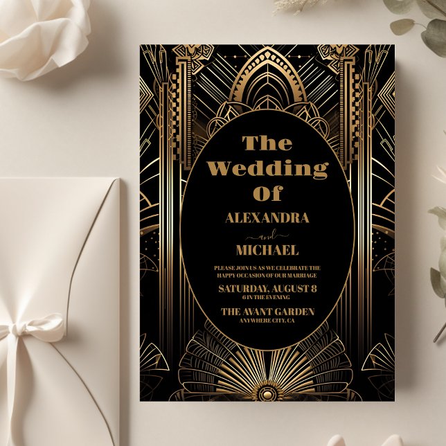 Budget Geometric Art Deco Wedding Flyer (Von Creator hochgeladen)
