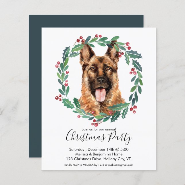 Budget German Shepherd Dog Weihnachts-Party Einlad (Vorne/Hinten)