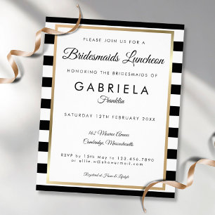 Budget gestreifte goldene Brautjungfern-Lunch-Einl Flyer