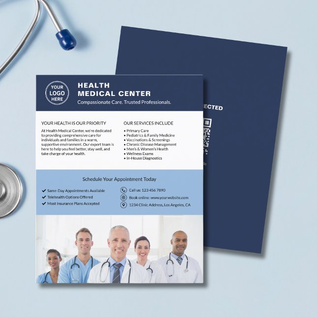 Budget Gesundheitsklinik Arzt Logo QR-Code Flyer (Budget Healthcare Clinic Doctor Logo QR Code Flyer)