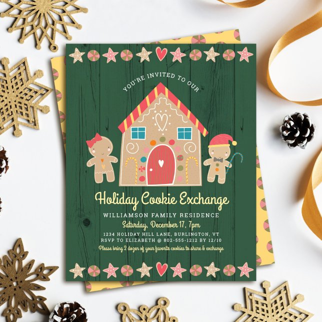 Budget Gingerbrot Cookie Exchange Grüne Einladung (Von Creator hochgeladen)
