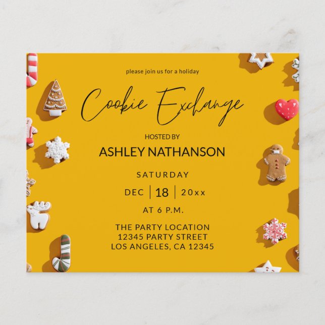 Budget Gingerbrot Holiday Cookie Exchange Party Flyer (Vorne)