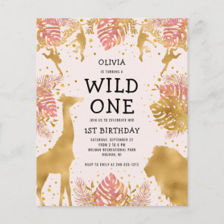 Budget Girls 1. Geburtstag Pink Gold Safari Einlad