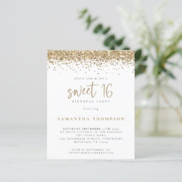 Budget Girly Gold Glitzer Sweet 16 Einladung